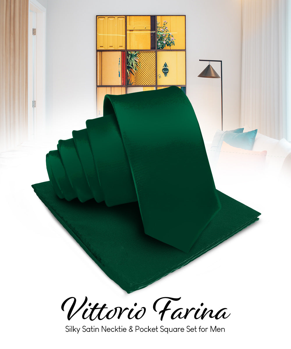 Vittorio Farina Men's Satin Necktie & Pocket Square Vittorio Farina