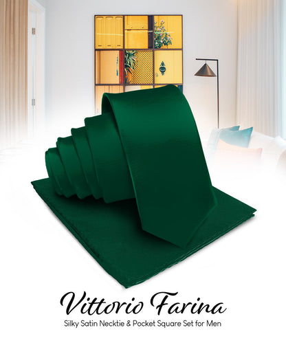 Vittorio Farina Men's Satin Necktie & Pocket Square Vittorio Farina