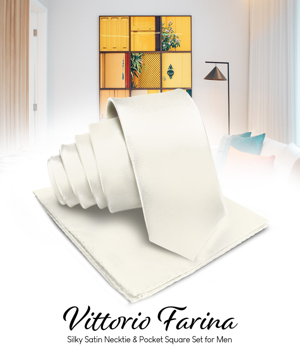 Vittorio Farina Men's Satin Necktie & Pocket Square Vittorio Farina