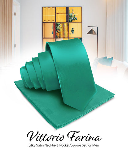 Vittorio Farina Men's Satin Necktie & Pocket Square Vittorio Farina