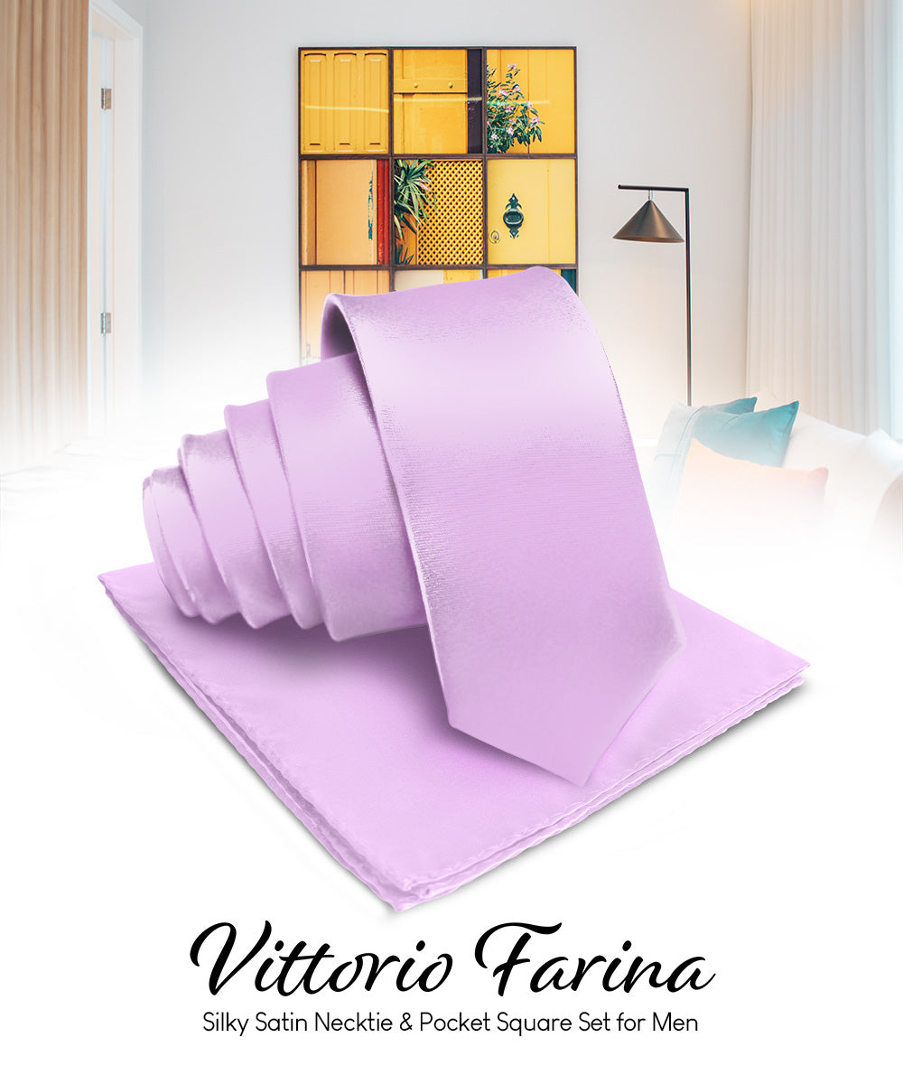 Vittorio Farina Men's Satin Necktie & Pocket Square Vittorio Farina