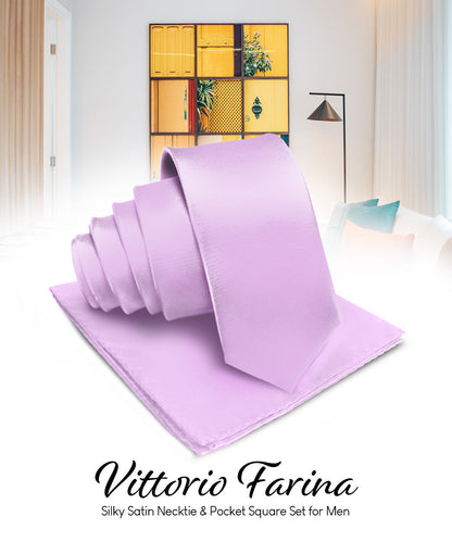Vittorio Farina Men's Satin Necktie & Pocket Square Vittorio Farina