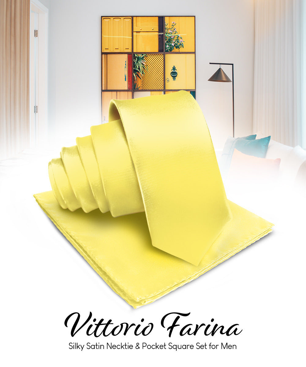 Vittorio Farina Men's Satin Necktie & Pocket Square Vittorio Farina