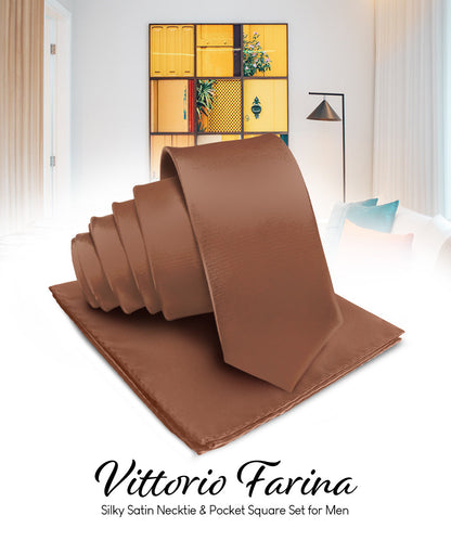 Vittorio Farina Men's Satin Necktie & Pocket Square Vittorio Farina