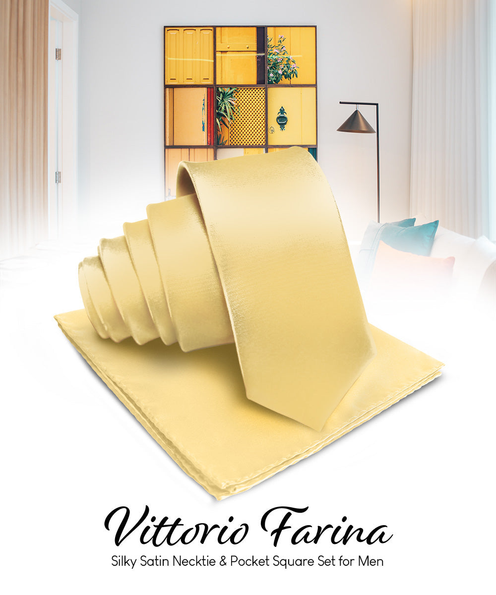 Vittorio Farina Men's Satin Necktie & Pocket Square Vittorio Farina