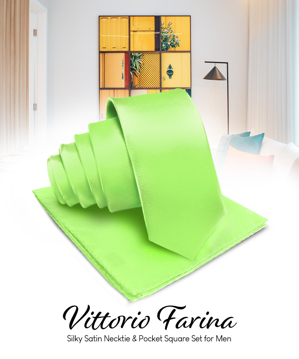 Vittorio Farina Men's Satin Necktie & Pocket Square Vittorio Farina