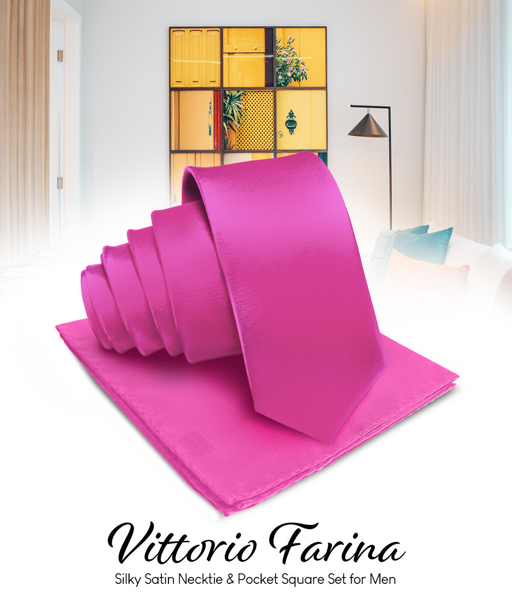Vittorio Farina Men's Satin Necktie & Pocket Square Vittorio Farina