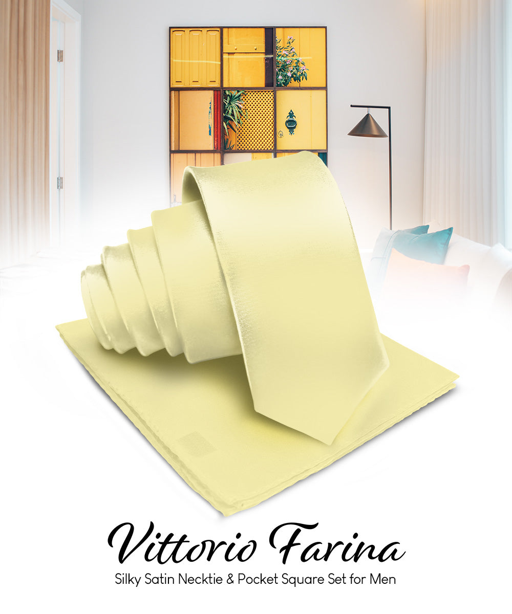 Vittorio Farina Men's Satin Necktie & Pocket Square Vittorio Farina