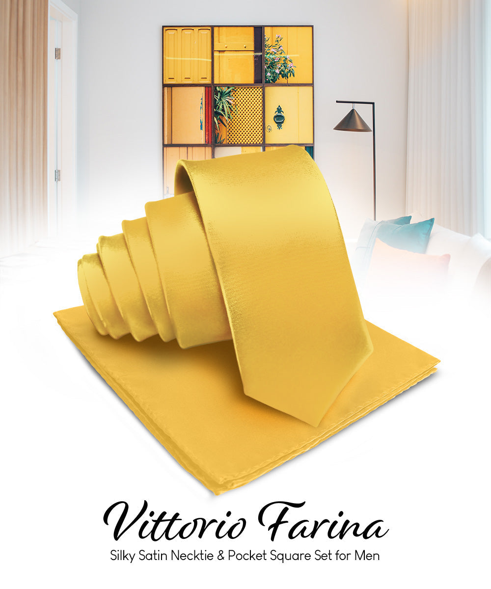 Vittorio Farina Men's Satin Necktie & Pocket Square Vittorio Farina