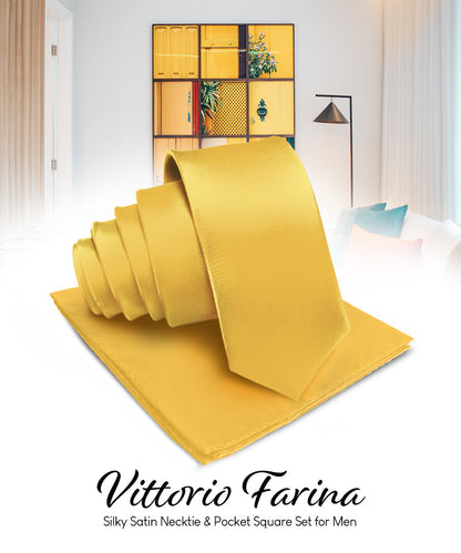 Vittorio Farina Men's Satin Necktie & Pocket Square Vittorio Farina