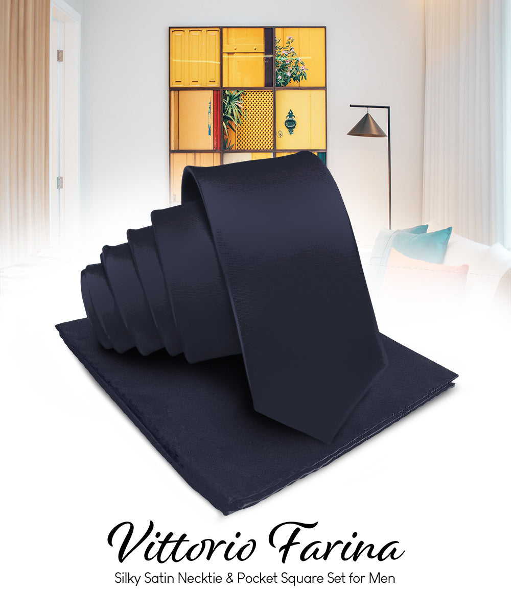Vittorio Farina Men's Satin Necktie & Pocket Square Vittorio Farina