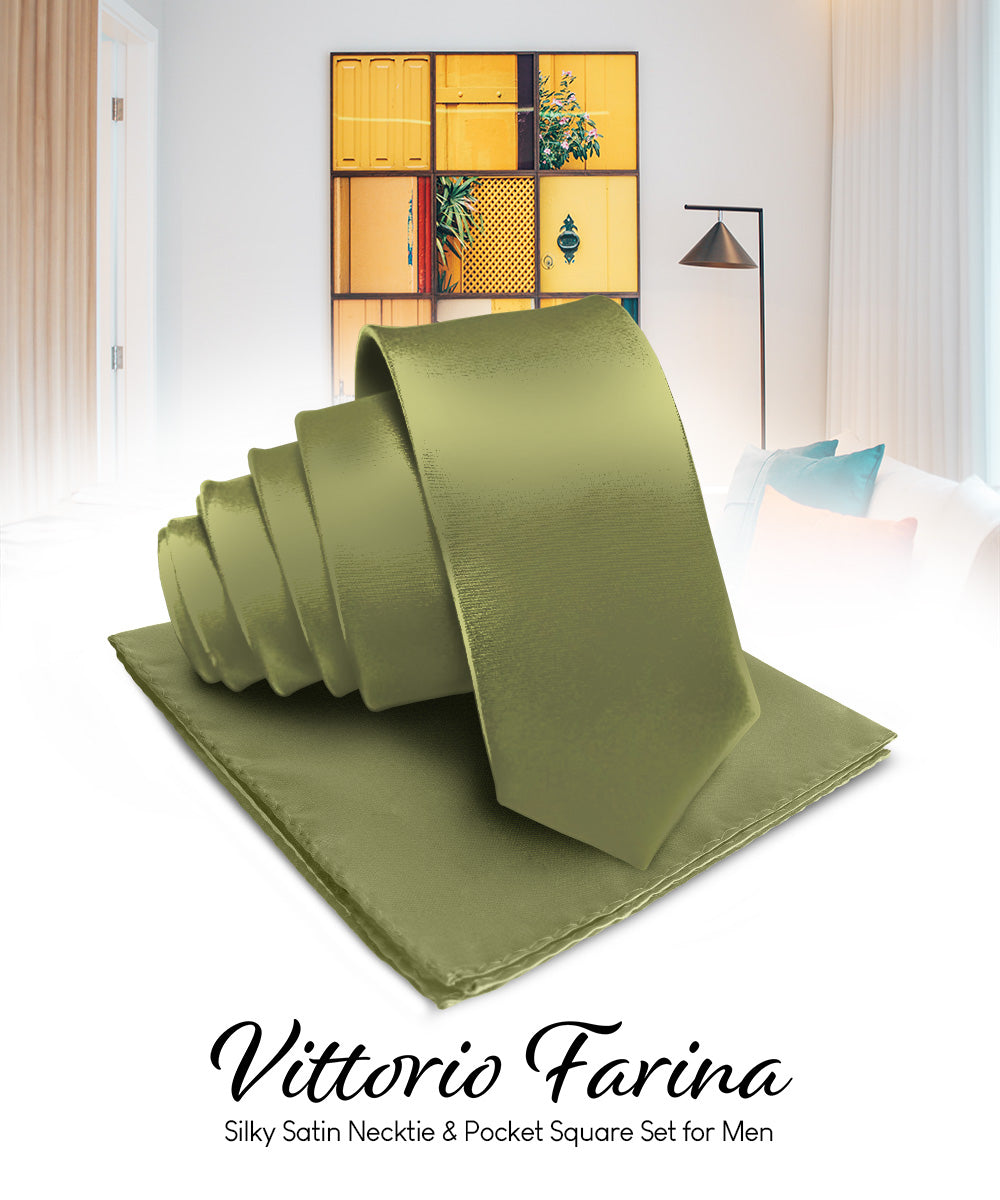 Vittorio Farina Men's Satin Necktie & Pocket Square Vittorio Farina