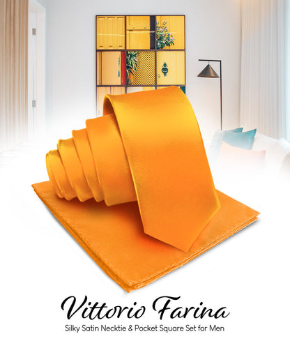 Vittorio Farina Men's Satin Necktie & Pocket Square Vittorio Farina