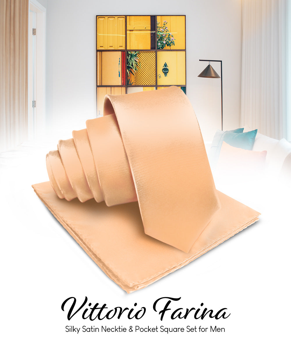 Vittorio Farina Men's Satin Necktie & Pocket Square Vittorio Farina
