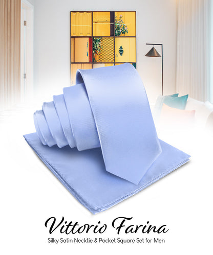Vittorio Farina Men's Satin Necktie & Pocket Square Vittorio Farina