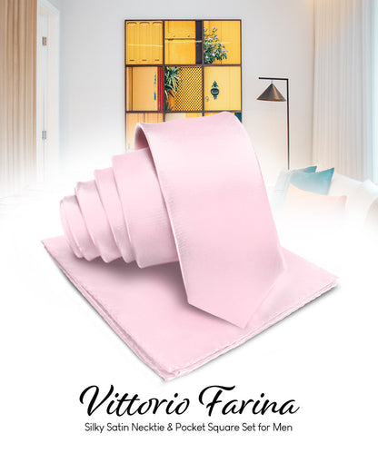 Vittorio Farina Men's Satin Necktie & Pocket Square Vittorio Farina