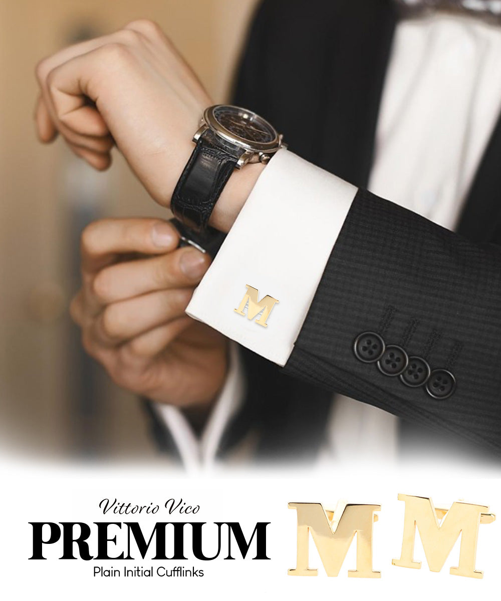 Vittorio Vico Plain Initial Cufflinks in Gift Box Vittorio Vico