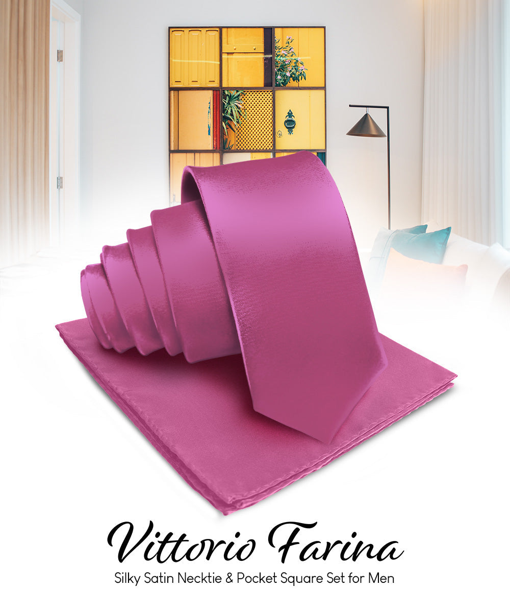 Vittorio Farina Men's Satin Necktie & Pocket Square Vittorio Farina