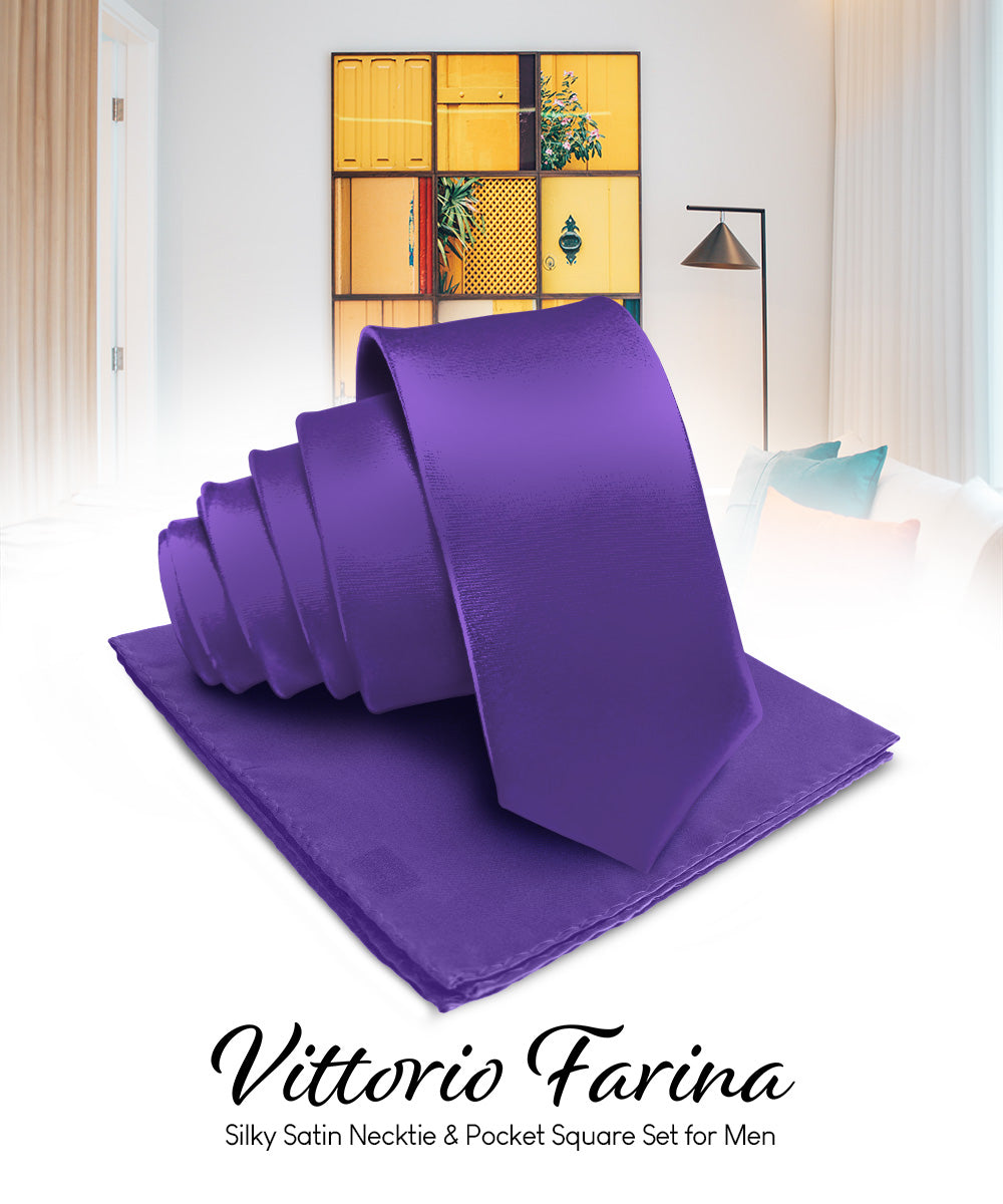 Vittorio Farina Men's Satin Necktie & Pocket Square Vittorio Farina