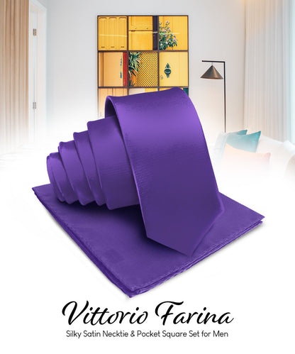 Vittorio Farina Men's Satin Necktie & Pocket Square Vittorio Farina