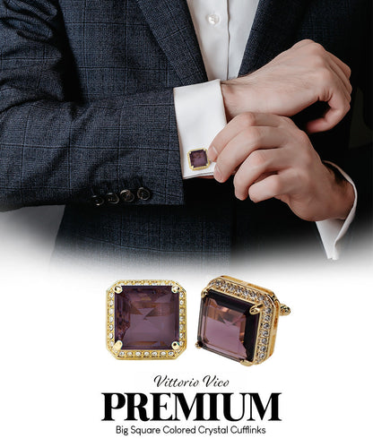 Vittorio Vico Large Big Square Crystal Colorstone Cufflinks: CL 70XX Series Vittorio Vico