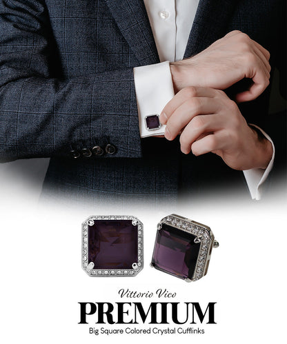 Vittorio Vico Large Big Square Crystal Colorstone Cufflinks: CL 70XX Series Vittorio Vico
