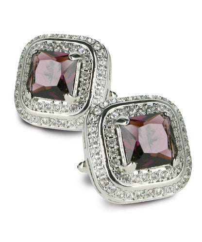 Vittorio Vico Men's Large Square Colorstone Crystal Double Diamond Set Cufflinks: CL75XX Series - Black and Silver - Cufflinks - Vittorio Vico