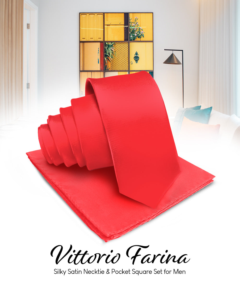 Vittorio Farina Men's Satin Necktie & Pocket Square Vittorio Farina