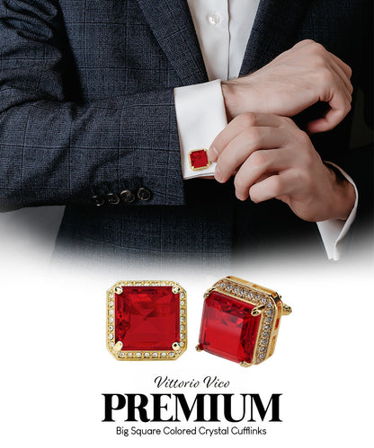 Vittorio Vico Large Big Square Crystal Colorstone Cufflinks: CL 70XX Series Vittorio Vico