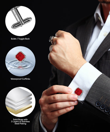 Vittorio Vico Large Big Square Crystal Colorstone Cufflinks: CL 70XX Series Vittorio Vico