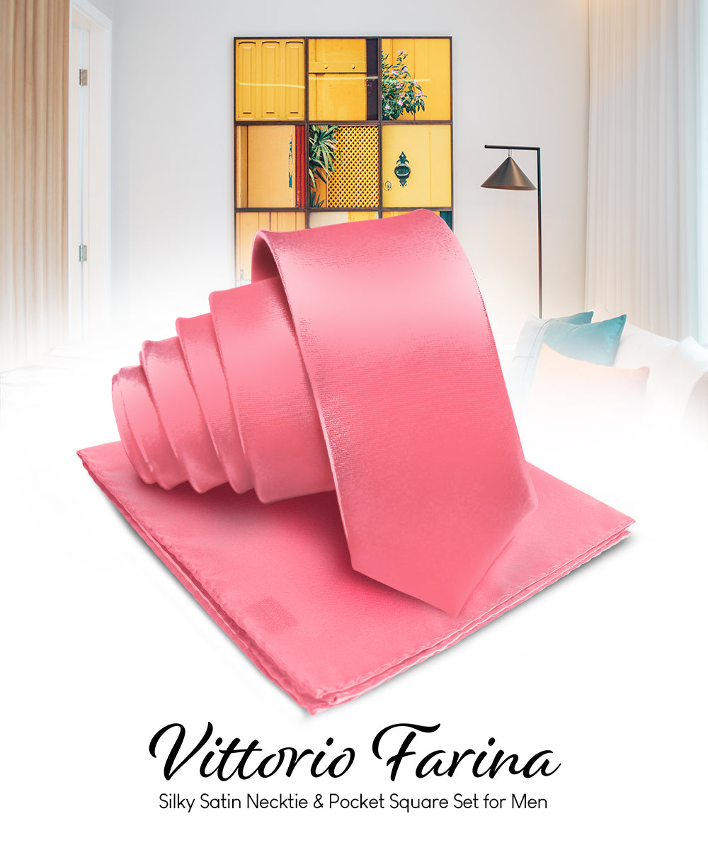 Vittorio Farina Men's Satin Necktie & Pocket Square Vittorio Farina
