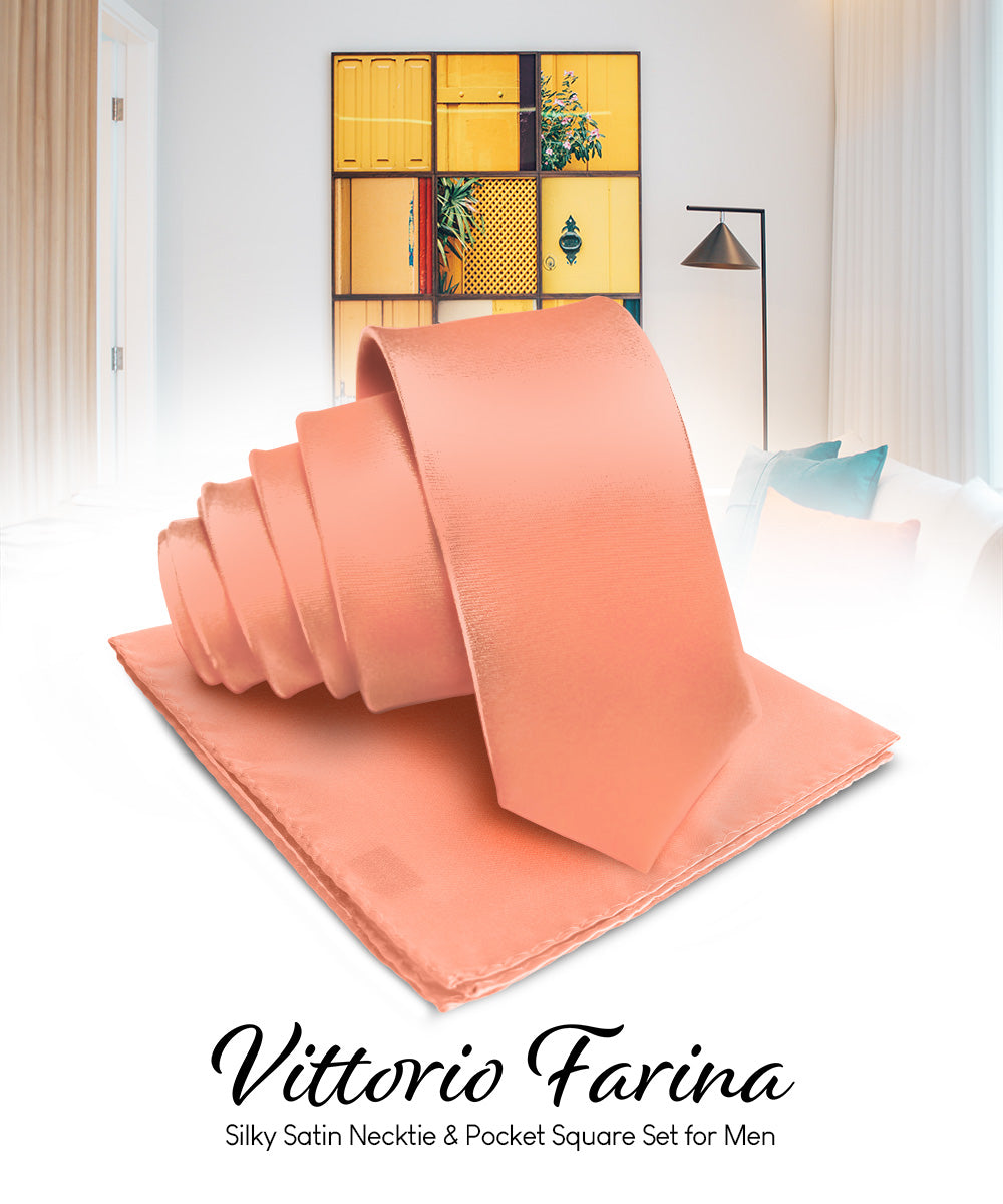 Vittorio Farina Men's Satin Necktie & Pocket Square Vittorio Farina