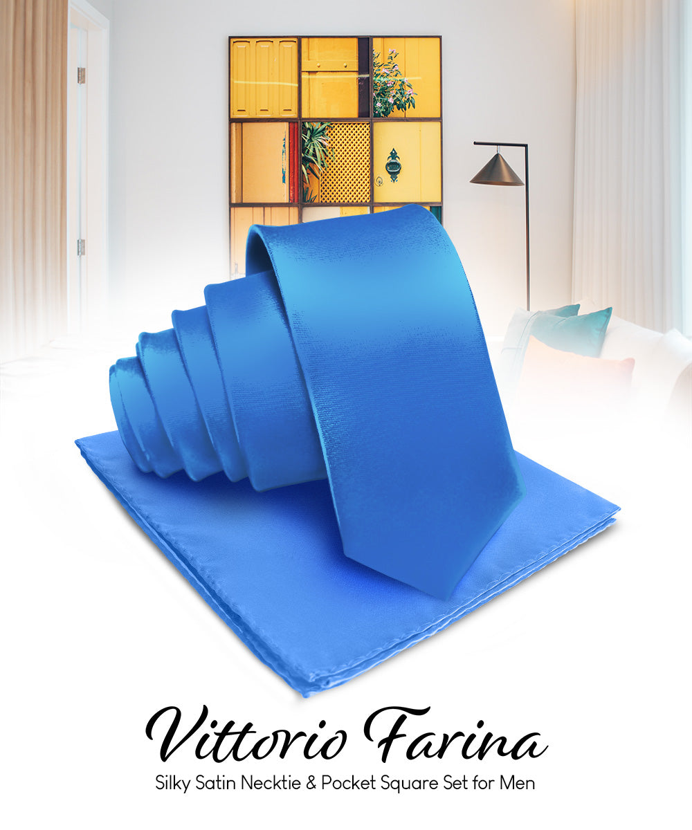 Vittorio Farina Men's Satin Necktie & Pocket Square Vittorio Farina