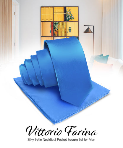 Vittorio Farina Men's Satin Necktie & Pocket Square Vittorio Farina