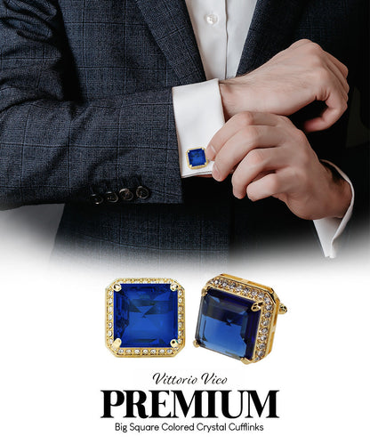 Vittorio Vico Large Big Square Crystal Colorstone Cufflinks: CL 70XX Series Vittorio Vico