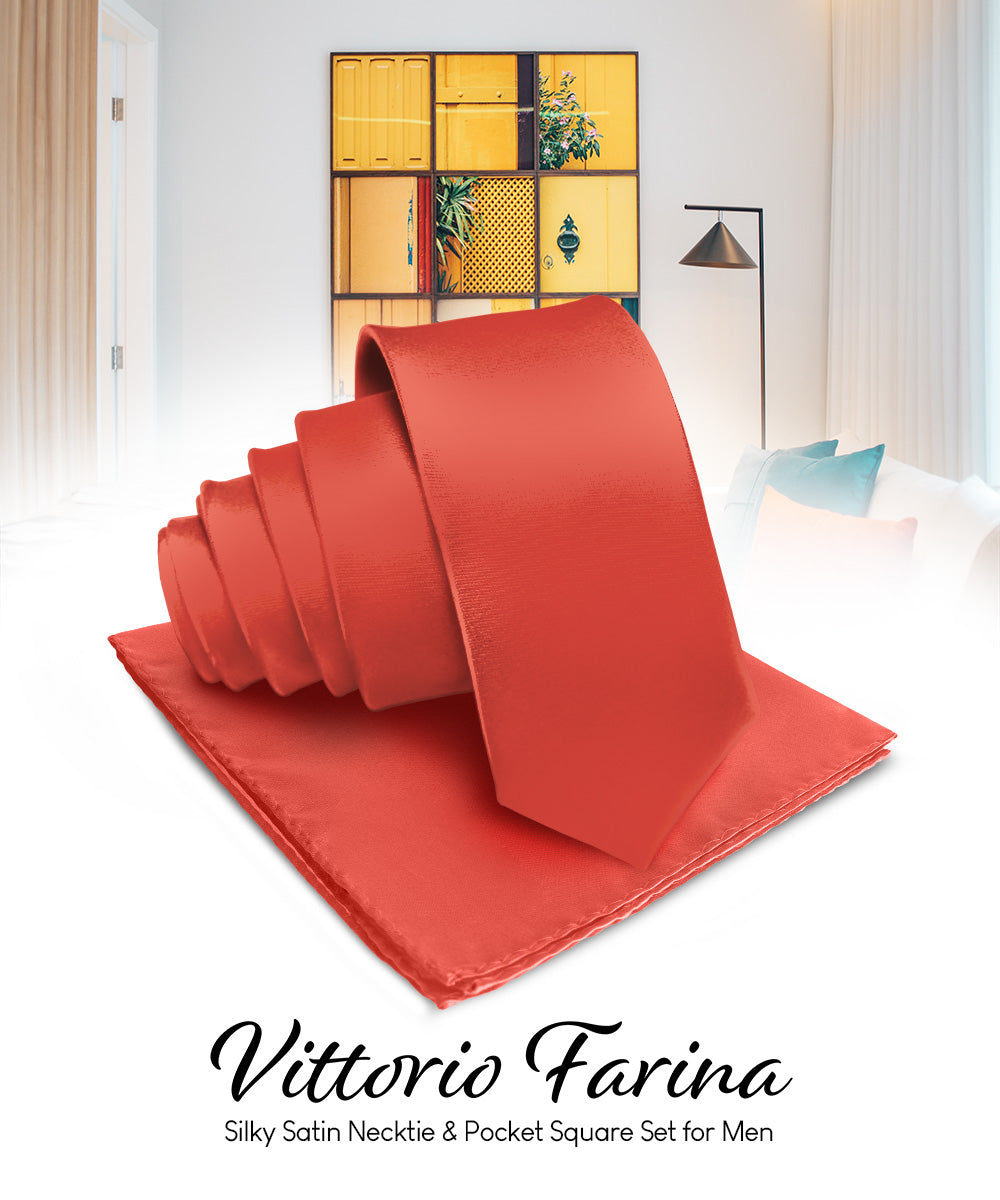 Vittorio Farina Men's Satin Necktie & Pocket Square Vittorio Farina
