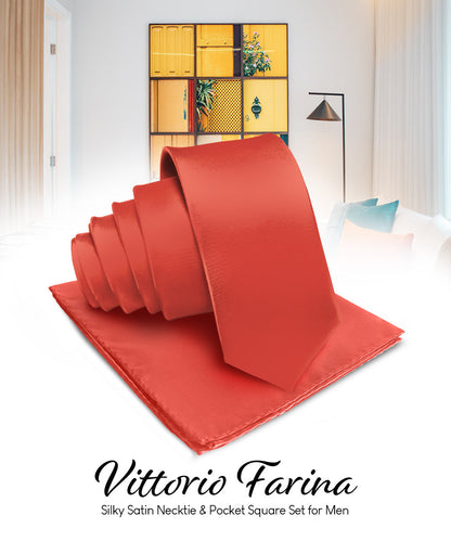 Vittorio Farina Men's Satin Necktie & Pocket Square Vittorio Farina