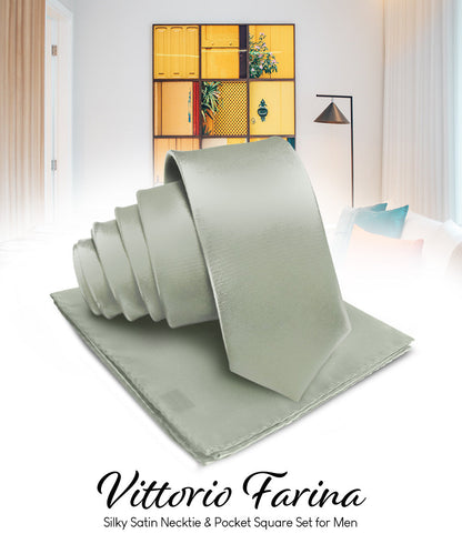 Vittorio Farina Men's Satin Necktie & Pocket Square Vittorio Farina
