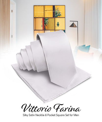 Vittorio Farina Men's Satin Necktie & Pocket Square Vittorio Farina