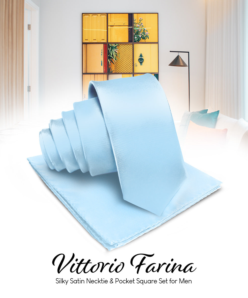 Vittorio Farina Men's Satin Necktie & Pocket Square Vittorio Farina