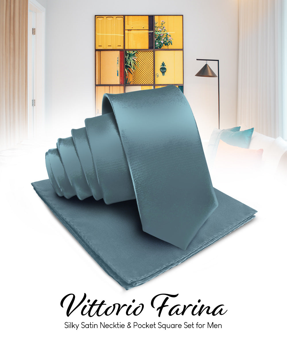 Vittorio Farina Men's Satin Necktie & Pocket Square Vittorio Farina