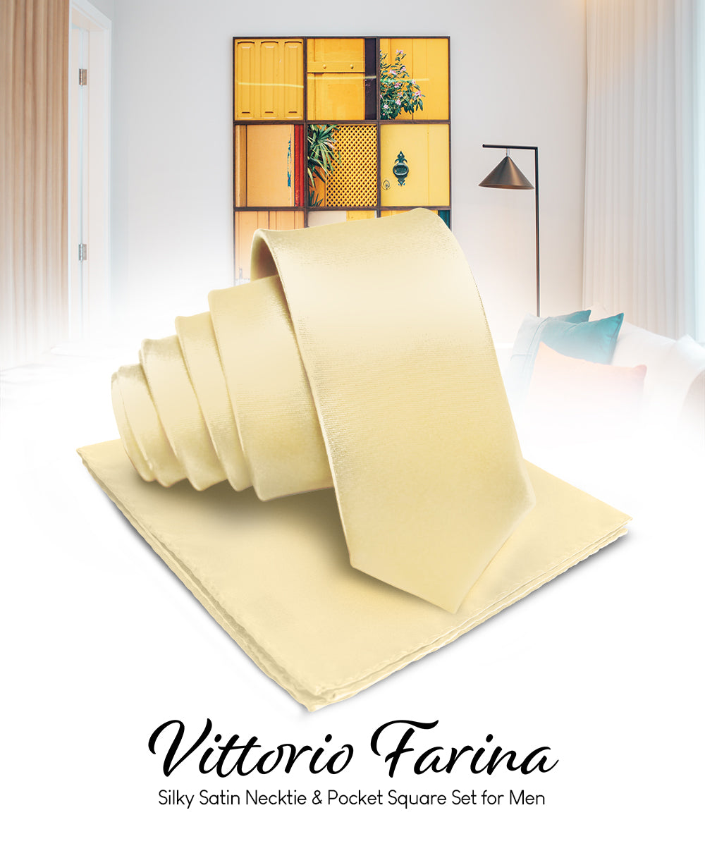 Vittorio Farina Men's Satin Necktie & Pocket Square Vittorio Farina