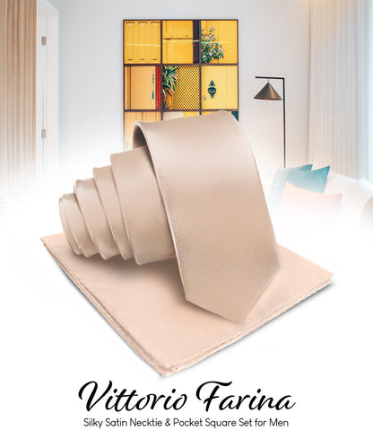 Vittorio Farina Men's Satin Necktie & Pocket Square Vittorio Farina