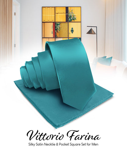 Vittorio Farina Men's Satin Necktie & Pocket Square Vittorio Farina