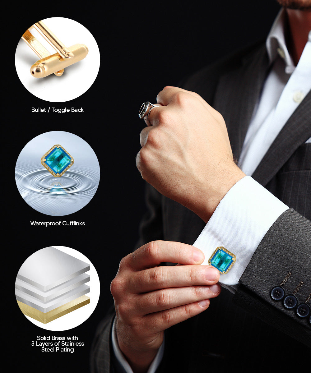 Vittorio Vico Large Big Square Crystal Colorstone Cufflinks: CL 70XX Series Vittorio Vico