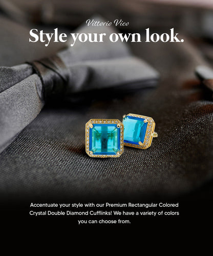 Vittorio Vico Large Big Square Crystal Colorstone Cufflinks: CL 70XX Series Vittorio Vico