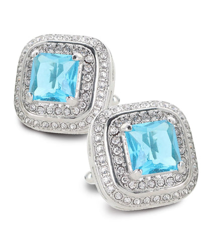 Vittorio Vico Men's Large Square Colorstone Crystal Double Diamond Set Cufflinks: CL75XX Series - Black and Silver - Cufflinks - Vittorio Vico
