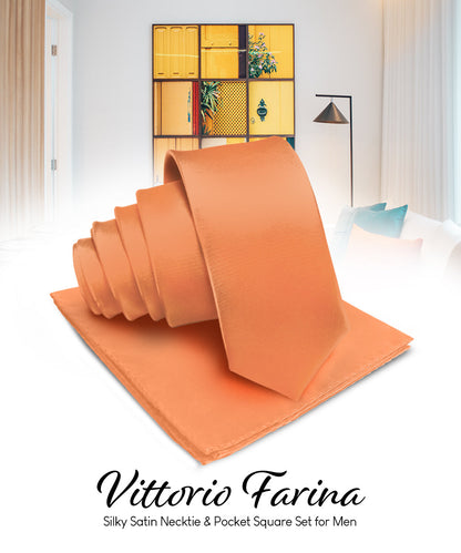 Vittorio Farina Men's Satin Necktie & Pocket Square Vittorio Farina