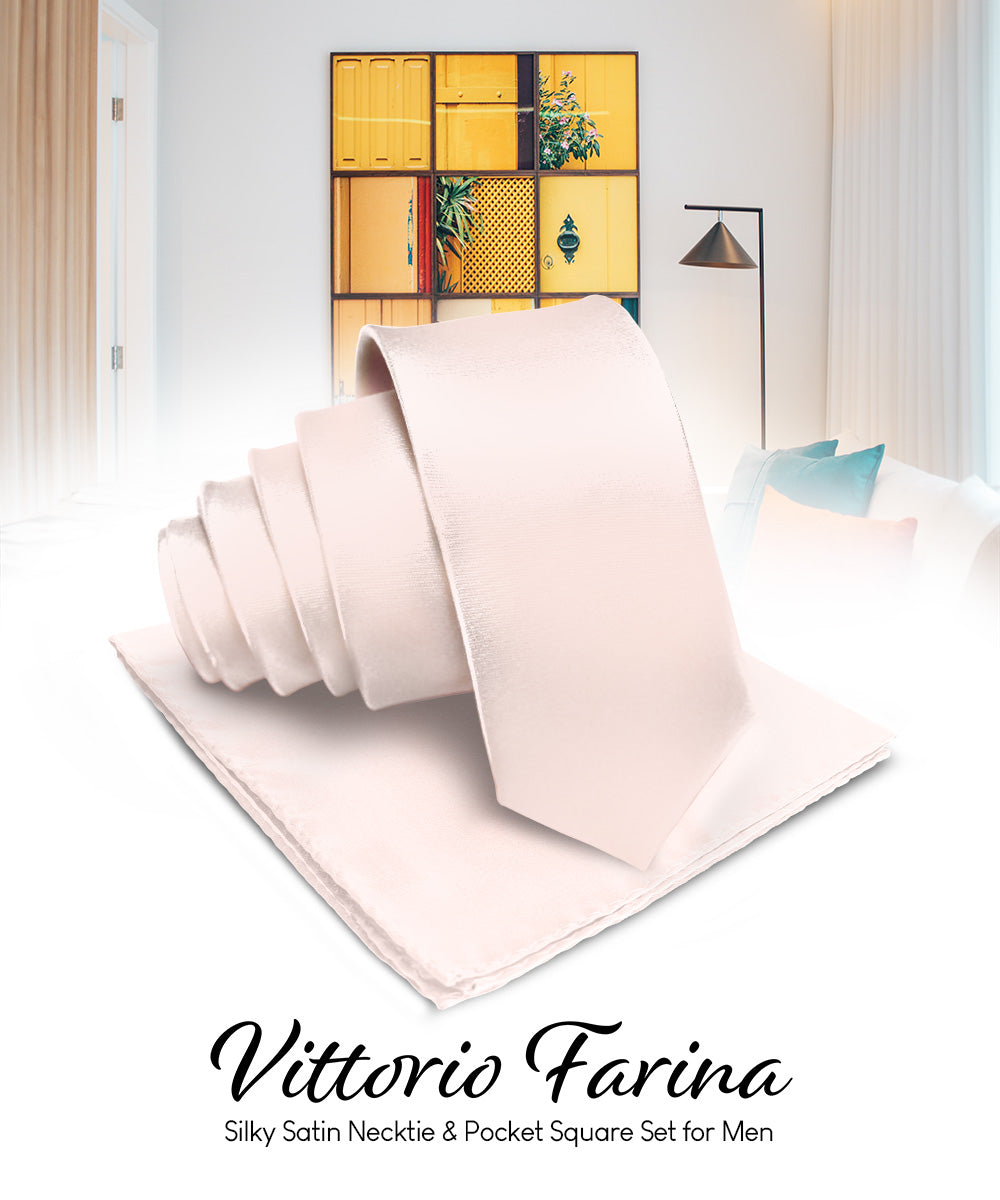 Vittorio Farina Men's Satin Necktie & Pocket Square Vittorio Farina