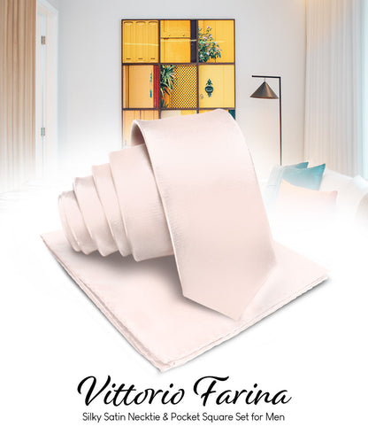 Vittorio Farina Men's Satin Necktie & Pocket Square Vittorio Farina